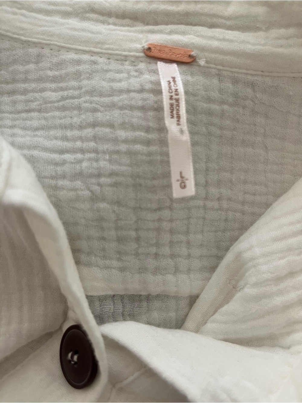 Free People White Button-Up Tie Front Gauze Shirt - Picture 3 of 3
